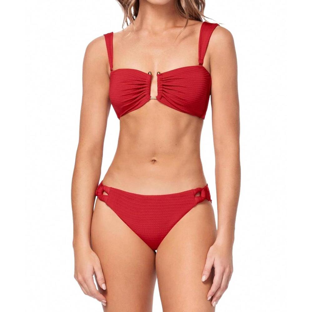 NEW OLA AZUL phillip flare top in red